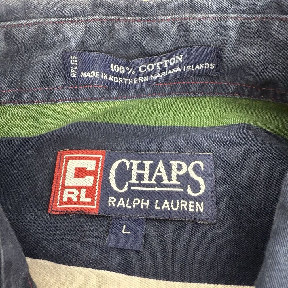 Vtg CHAPS Ralph Lauren‎ Shirt Mens L Striped Long Sleeve Button Down Western 90s - Picture 8 of 13